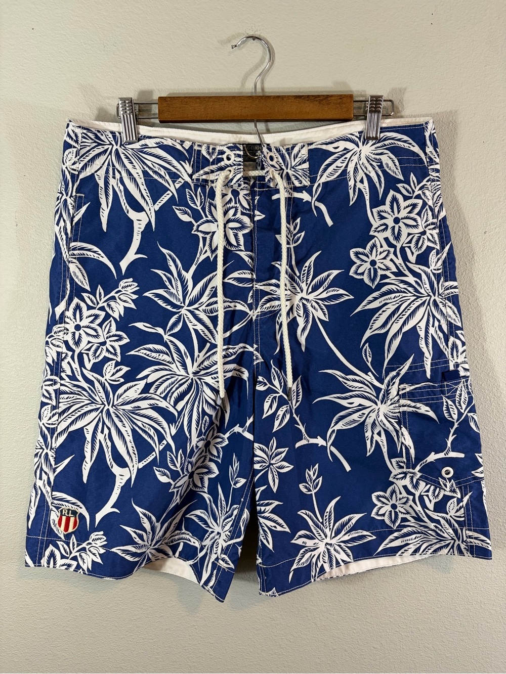 Ralph Lauren Navy Blue Tropical Floral Swim Trunks
